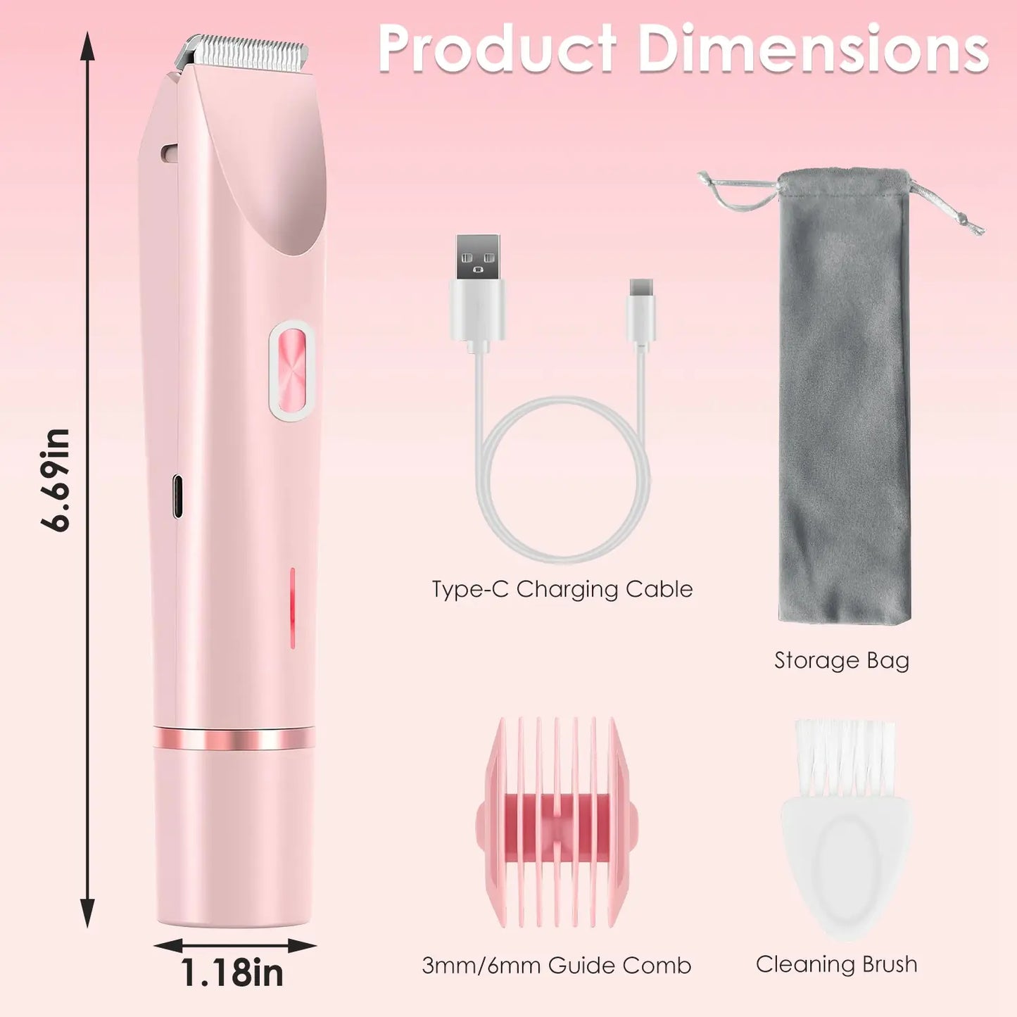 2-in-1 Waterproof Bikini Trimmer for Women