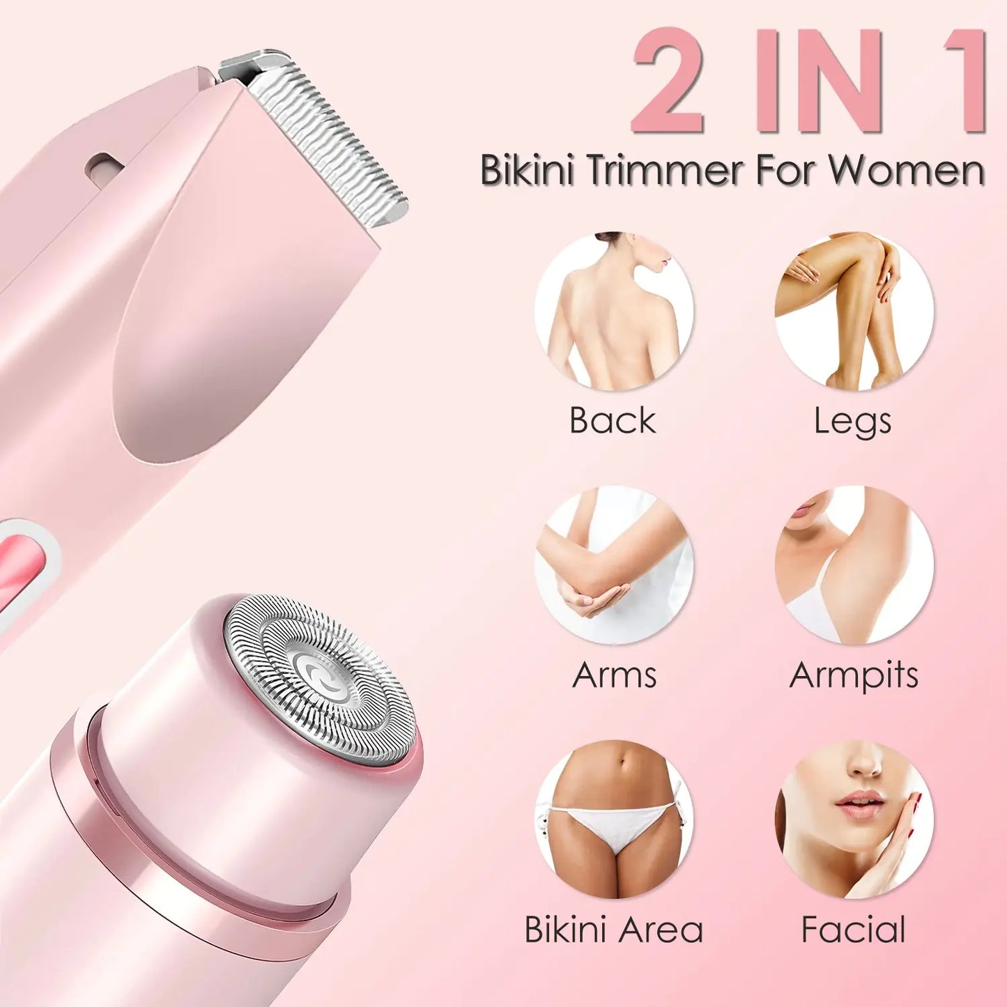 2-in-1 Waterproof Bikini Trimmer for Women